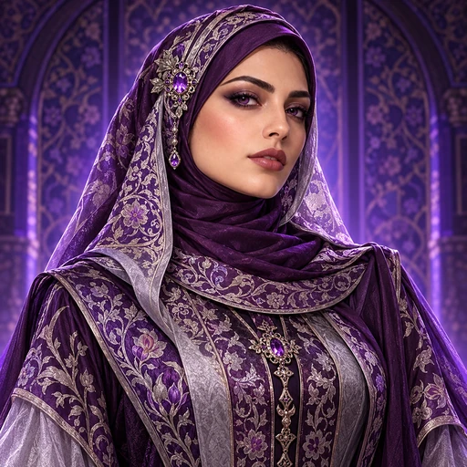 همراه نیلا با پوشش کامل و روسری